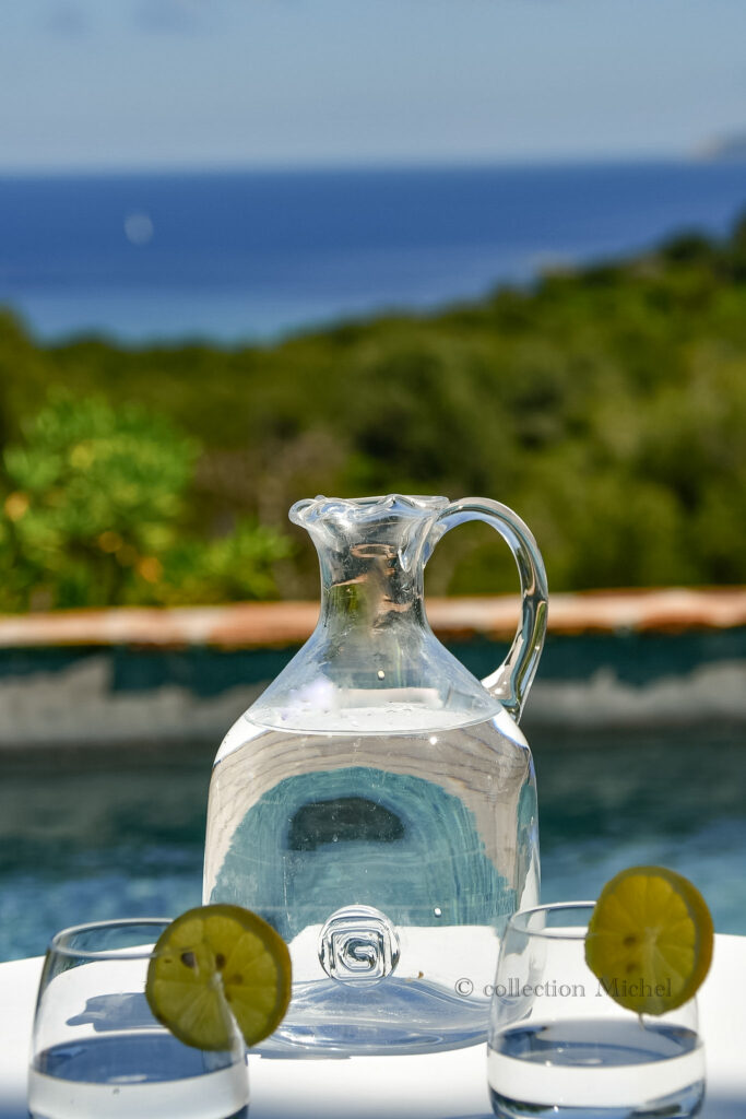 apéritif vue mer et piscine villa Méditerranée